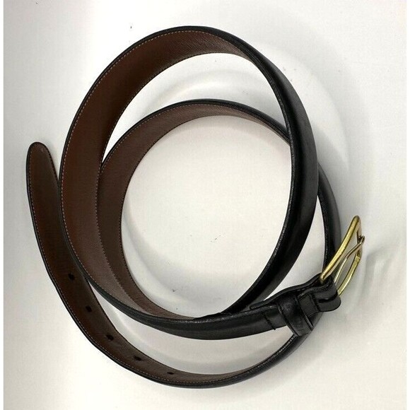 Roundtree Yorke Belt Mens 44 Black Leather Full Grain Cowhide Solid Brass Buckle - Picture 3 of 12